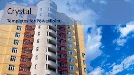  Presentation with tall building - Audience pleasing presentation design consisting of hi rise - modern tall residential building backdrop and a light blue colored foreground