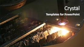  Presentation with plasma - Amazing PPT theme having hi tech cnc manufacturing - digital portal type thick metal backdrop and a wine colored foreground