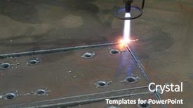  Presentation with sheet metal - Slide set enhanced with hi tech cnc manufacturing - digital portal type thick metal background and a dark gray colored foreground