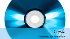  Presentation with stylized - Audience pleasing presentation theme consisting of hi tech stylized compact disc backdrop and a cyan colored foreground