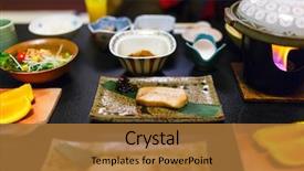  Presentation with japanese food - Amazing slide deck having hibachi - traditional japanese breakfast of nagano backdrop and a  colored foreground