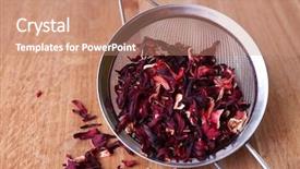  Presentation with hibiscus - Presentation theme consisting of hibiscus dried tea on wooden background background and a coral colored foreground