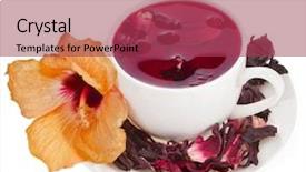  Presentation with hibiscus flower - Cool new PPT layouts with hibiscus flower tea in tea backdrop and a red colored foreground