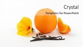  Presentation with hibiscus - Presentation design enhanced with hibiscus orange vanilla and cloves on white background background and a white colored foreground