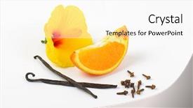  Presentation with hibiscus - PPT layouts consisting of hibiscus orange vanilla and cloves on white background background and a white colored foreground