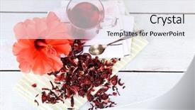  Presentation with hibiscus - PPT layouts featuring hibiscus tea and flower background and a sky blue colored foreground