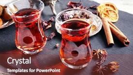  Presentation with hibiscus - Beautiful slide deck featuring hibiscus tea in glass cups backdrop and a tawny brown colored foreground