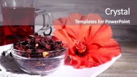  Presentation with hibiscus flower - Audience pleasing presentation theme consisting of hibiscus tea in glass teapot backdrop and a gray colored foreground