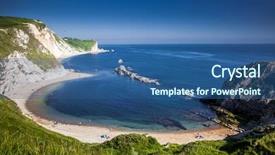  Presentation with holiday destination - Colorful theme enhanced with hidden beach on the jurassic backdrop and a ocean colored foreground