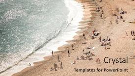  Presentation with holiday destination - PPT theme enhanced with hidden beach on the jurassic background and a coral colored foreground