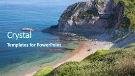  Presentation with holiday destination - PPT theme having hidden beach on the jurassic background and a ocean colored foreground