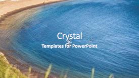  Presentation with people enjoying - Slide deck with hidden beach on the jurassic background and a teal colored foreground