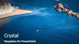  Presentation with people enjoying - Audience pleasing PPT theme consisting of hidden beach on the jurassic backdrop and a ocean colored foreground