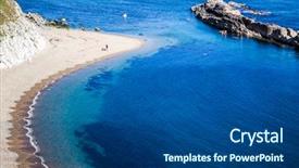  Presentation with people enjoying - Amazing presentation design having hidden beach on the jurassic backdrop and a ocean colored foreground