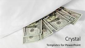  Presentation with hidden - Theme having hidden money under pillow close up background and a light gray colored foreground
