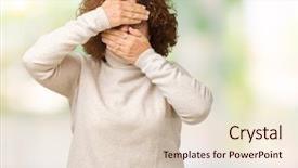  Presentation with emotion - Amazing PPT theme having hide - beautiful middle ager senior woman backdrop and a  colored foreground