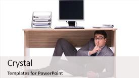  Presentation with businessman loses - Cool new presentation with hide - businessman hiding in the ofice backdrop and a white colored foreground