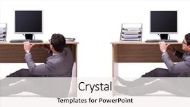  Presentation with businessman loses - Audience pleasing presentation design consisting of hide - businessman hiding in the ofice backdrop and a sky blue colored foreground