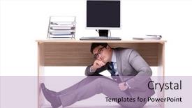  Presentation with businessman loses - Beautiful PPT layouts featuring hide - businessman hiding in the ofice backdrop and a light blue colored foreground
