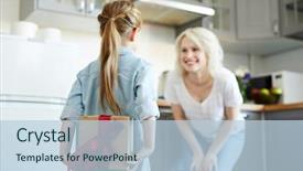  Presentation with mom and infant - Colorful slide deck enhanced with hide - little girl prepared surprise backdrop and a light blue colored foreground