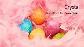  Presentation with easter - PPT theme enhanced with hideout - colorful easter eggs lie background and a  colored foreground