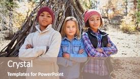  Presentation with children playing - Beautiful theme featuring hideout - group of children playing backdrop and a coral colored foreground