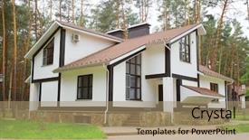  Presentation with image recognition for - Presentation theme featuring hideout - image of log houses background and a  colored foreground