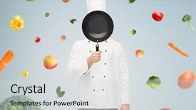  Presentation with people falling - Beautiful PPT layouts featuring hiding behind frying pan backdrop and a light gray colored foreground