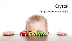  Presentation with toy - Presentation theme featuring hiding behind three toy car background and a white colored foreground