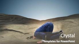  Presentation with sand quarrying - Beautiful presentation theme featuring hiding his head in sand backdrop and a gray colored foreground