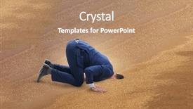  Presentation with human footsteps in the sand - Amazing theme having hiding his head in sand backdrop and a coral colored foreground