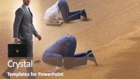  Presentation with sand quarrying - Presentation theme having hiding his head in sand background and a coral colored foreground