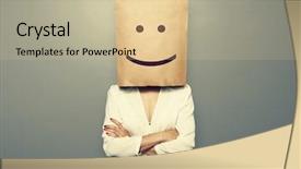  Presentation with paper bag - Audience pleasing presentation theme consisting of hiding under smiley paper bag backdrop and a soft green colored foreground