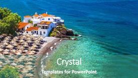  Presentation with beautiful skin and beach - Slide deck having hidro - beautiful beaches of greece-vlychos background and a teal colored foreground