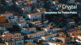  Presentation with island - Presentation theme featuring hidro - hydra island aegean sea greece background and a  colored foreground