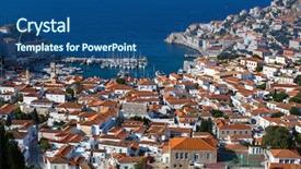  Presentation with marina - Colorful slide deck enhanced with hidro - marina of the hydra island backdrop and a ocean colored foreground