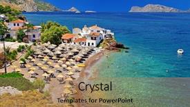  Presentation with mythology ancient greece zeus god - Slides having hidro - pictorial beaches of greece background and a coral colored foreground