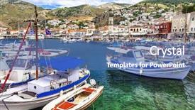  Presentation with port - PPT layouts having hidro - pictorial port of hydra island background and a ocean colored foreground