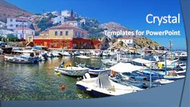  Presentation with greek islands - Colorful presentation design enhanced with hidro - pictorial ports of greek islands backdrop and a  colored foreground