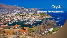  Presentation with survivor island - PPT layouts enhanced with hidro - pictorial view of hydra island background and a teal colored foreground