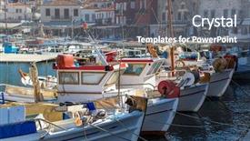  Presentation with island - Amazing theme having hidro - pier of hydra island aegean backdrop and a  colored foreground