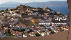  Presentation with analysis risk top view - Colorful PPT theme enhanced with hidro - top view of hydra island backdrop and a  colored foreground