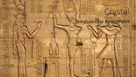  Presentation with egyptian - PPT layouts consisting of hieroglyphic-carvings-on-the-exterior background and a gold colored foreground