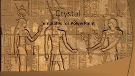  Presentation with egyptian - Audience pleasing PPT layouts consisting of hieroglyphic-carvings-on-the-wall backdrop and a coral colored foreground