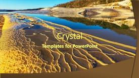  Presentation with hot springs - Amazing PPT theme having hierve-el-agua-natural-hot backdrop and a tawny brown colored foreground