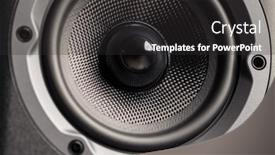  Presentation with audio hifi - Presentation design with hifi-audio-speaker-close-up background and a dark gray colored foreground