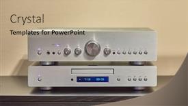  Presentation with hifi - Cool new PPT layouts with hifi-system-with-cd-player backdrop and a soft green colored foreground
