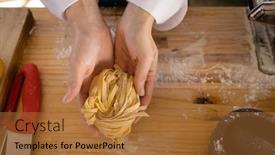  Presentation with restaurant kitchen - Theme enhanced with high-angle-close-up-view background and a red colored foreground