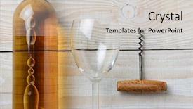  Presentation with bottle - Theme with high angle closeup of a bottle of white wine next to a wineglass and corkscrew on a whitewashed rustic table horizontal format background and a light gray colored foreground