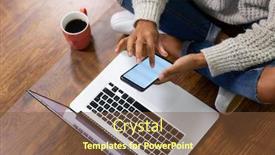  Presentation with laptop blank screen - Colorful PPT theme enhanced with high-angle-front-view backdrop and a tawny brown colored foreground